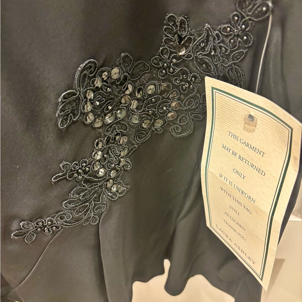 Vintage Laura Ashley Black Skirt with Intricate Embroidery